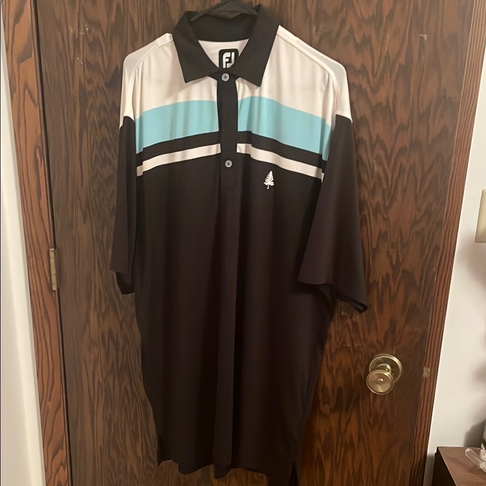 FootJoy Men's Black and Blue Polo Shirt
